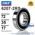 Roulement à billes 6207-2RS SKF. Double étanchéité