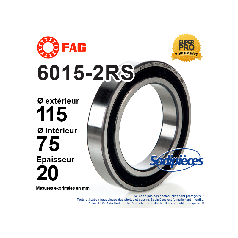 Roulement à billes 6015-2RS FAG. Double étanchéité