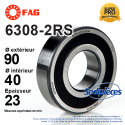 Roulement à billes 6308-2RS FAG. Double étanchéité