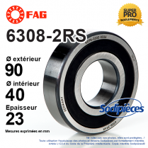 Roulement à billes 6308-2RS FAG. Double étanchéité