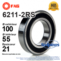 Roulement à billes 6211-2RS FAG. Double étanchéité