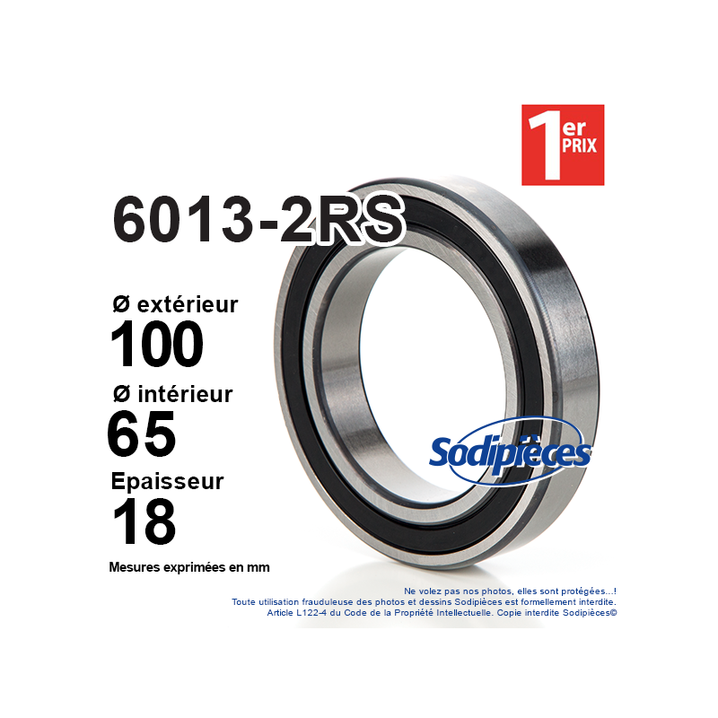 Roulement à billes 6013-2RS 1er Prix. Double étanchéité