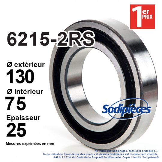 Roulement à billes 6215-2RS 1er Prix. Double étanchéité