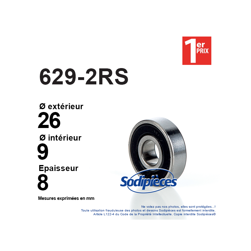Roulement à billes 629-2RS 1er Prix. Double étanchéité