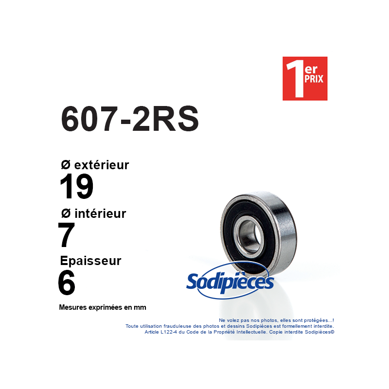 Roulement à billes 607-2RS 1er Prix. Double étanchéité