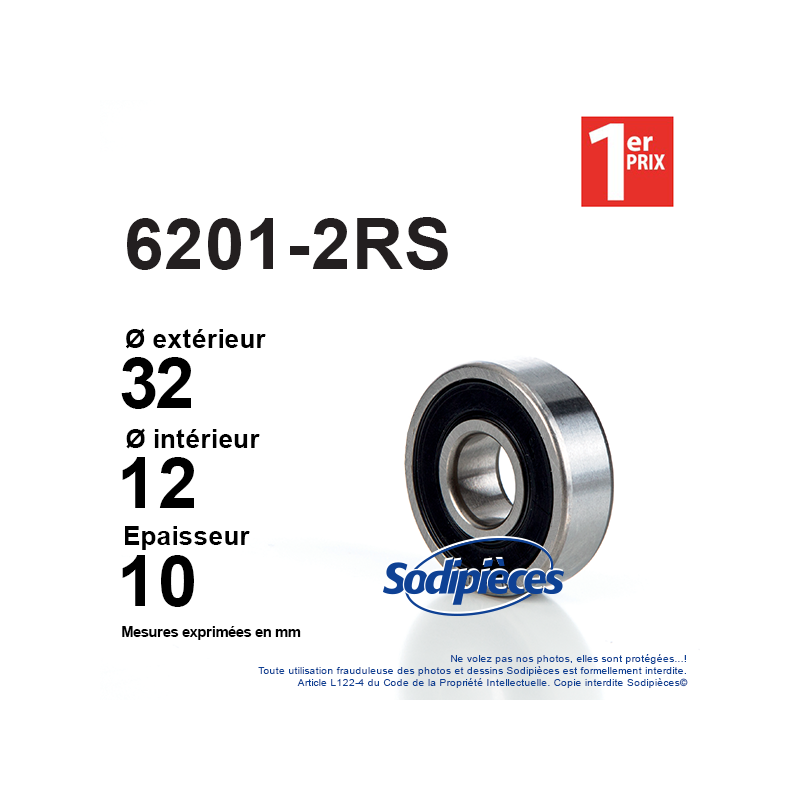 Roulement à billes 6201-2RS 1er Prix. Double étanchéité