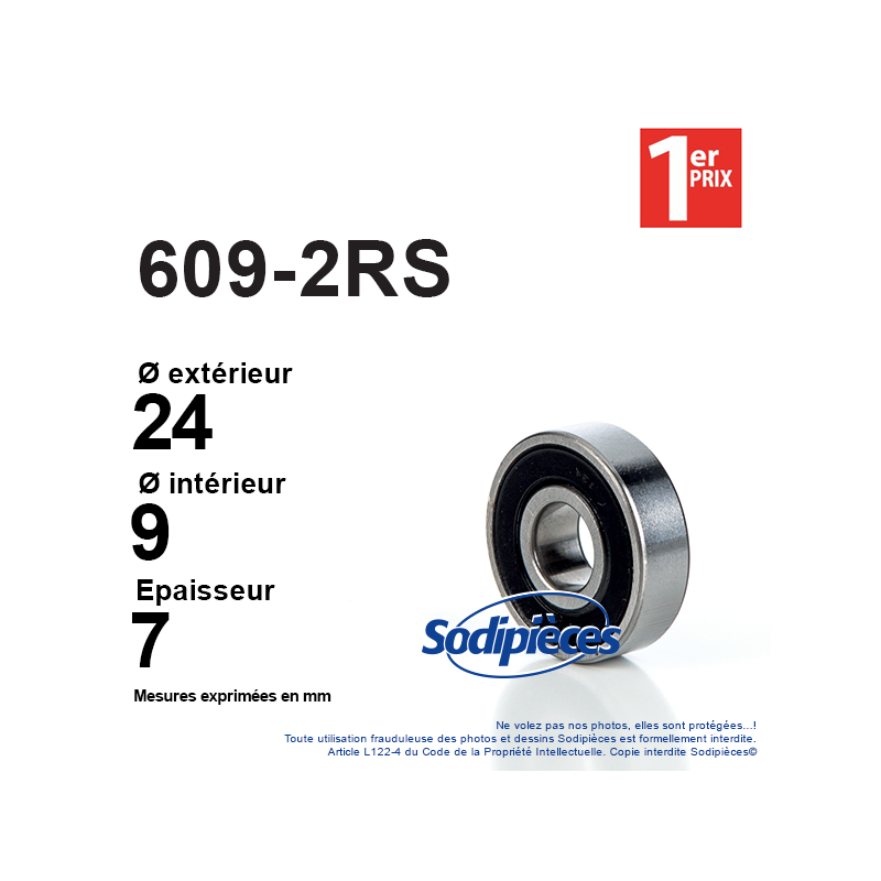 Roulement à billes 609-2RS 1er Prix. Double étanchéité