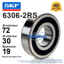 Roulement à billes 6306-2RS SKF. Double étanchéité