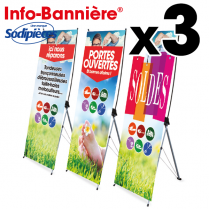  3 Info-Bannières®  événement. magasin  80 x 200 cm