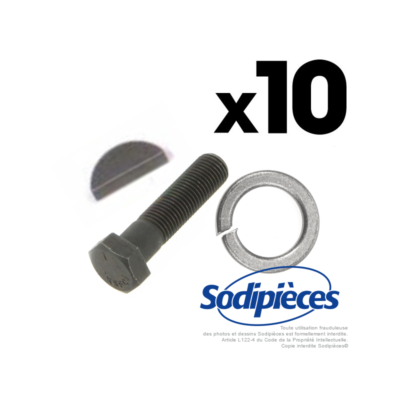 Lot Clavettes + rondelles freins + Vis de lame. Par 10