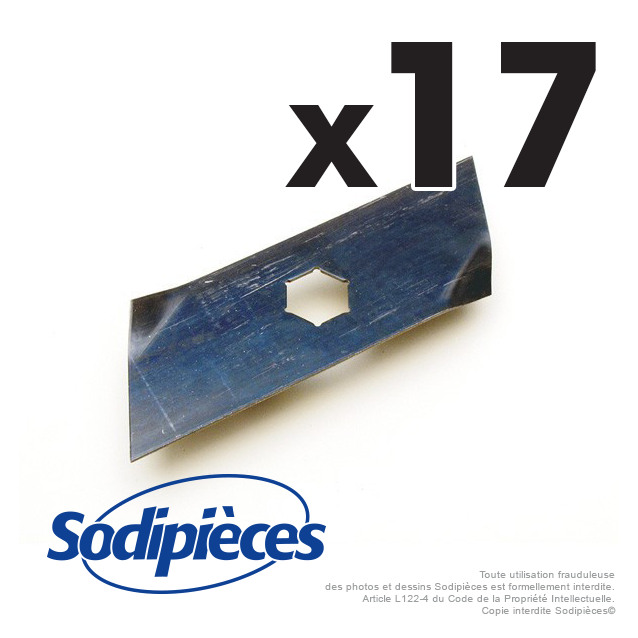 Couteaux scarificateurs pour Ering n° origine E62480. Jeu de 17