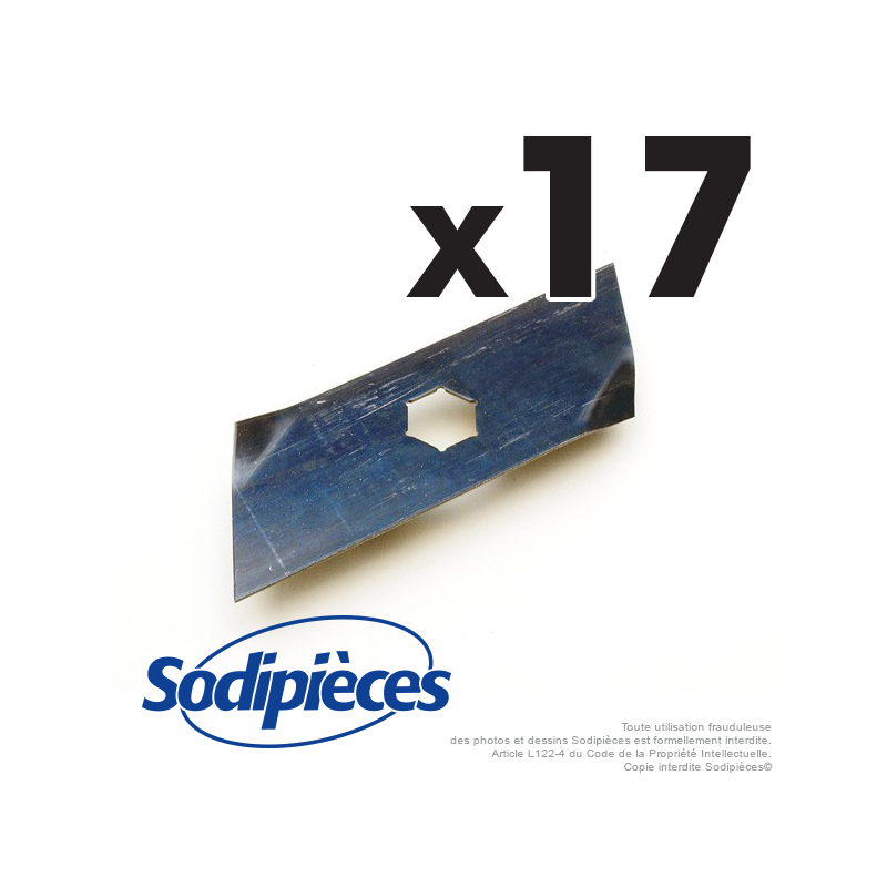 Couteaux scarificateurs pour Ering n° origine E62480. Jeu de 17