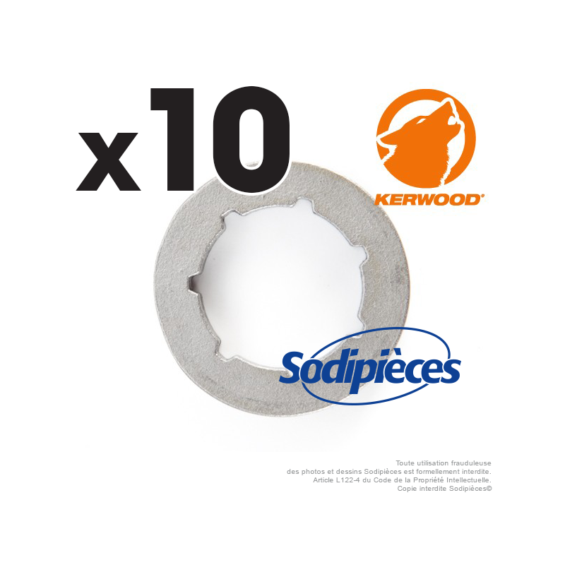 Bague petite pour pignon tronçonneuse 9 dents 1/4". Par 10