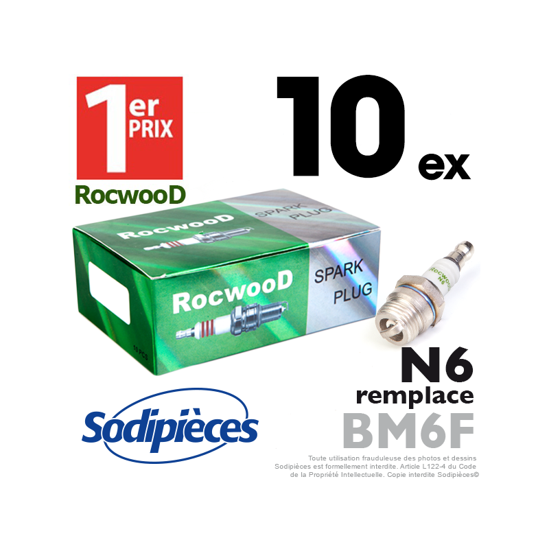 Bougie type BM6F. 1er Prix Rocwood. N6 x10