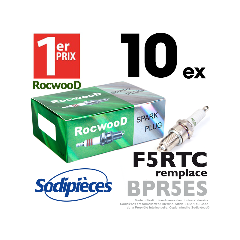 Bougie type BPR5ES. 1er Prix Rocwood. F5RTC x10