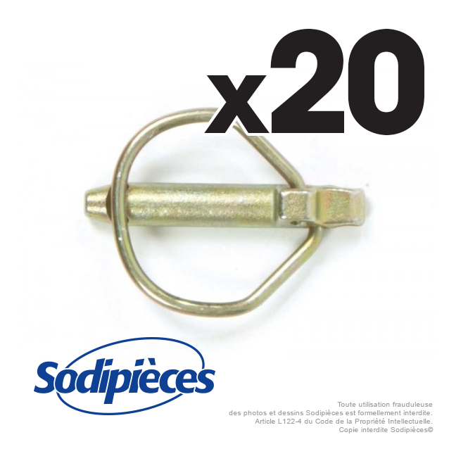Goupille à cran de sécurité Ø 9,5 mm. Par 20
