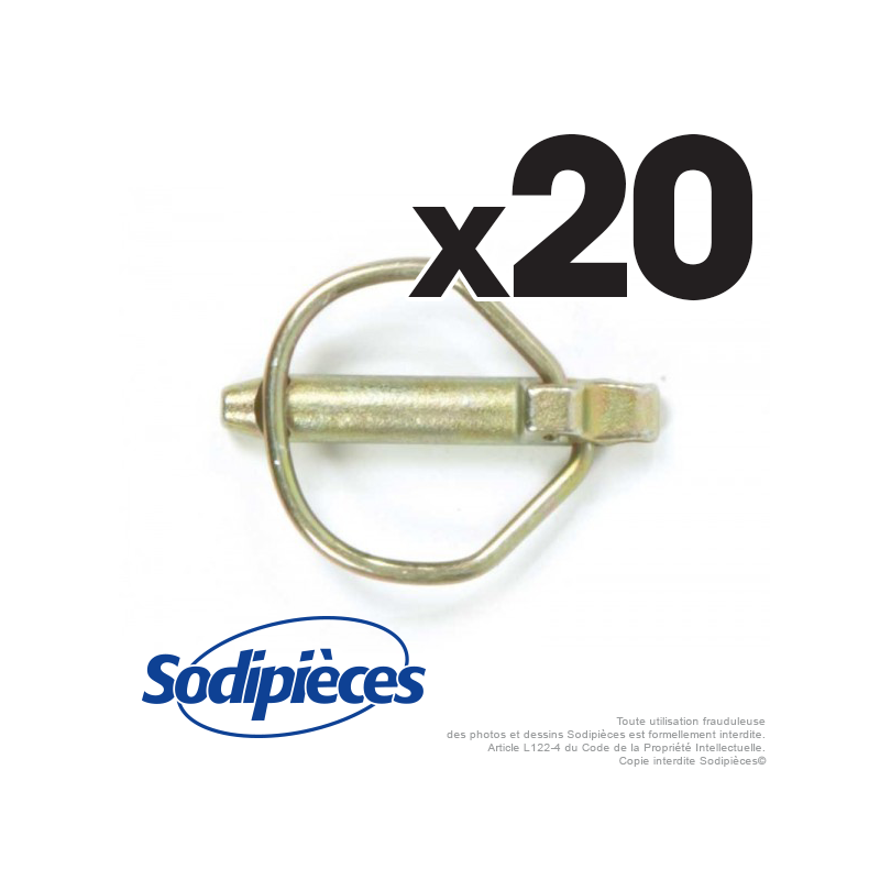 Goupille à cran de sécurité Ø 9,5 mm. Par 20