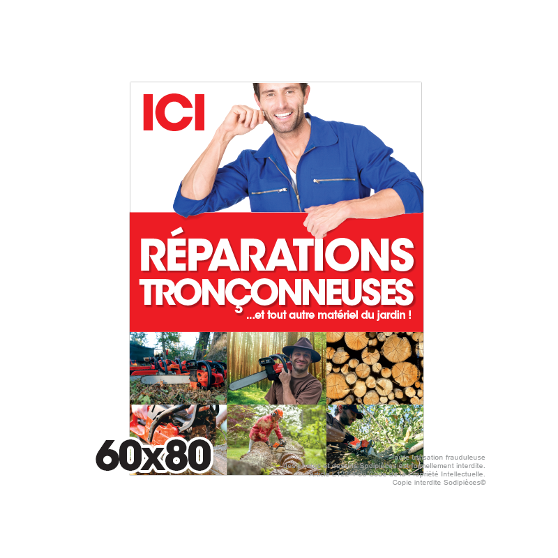 Panneau aluminium Ici réparations... 60X80 cm