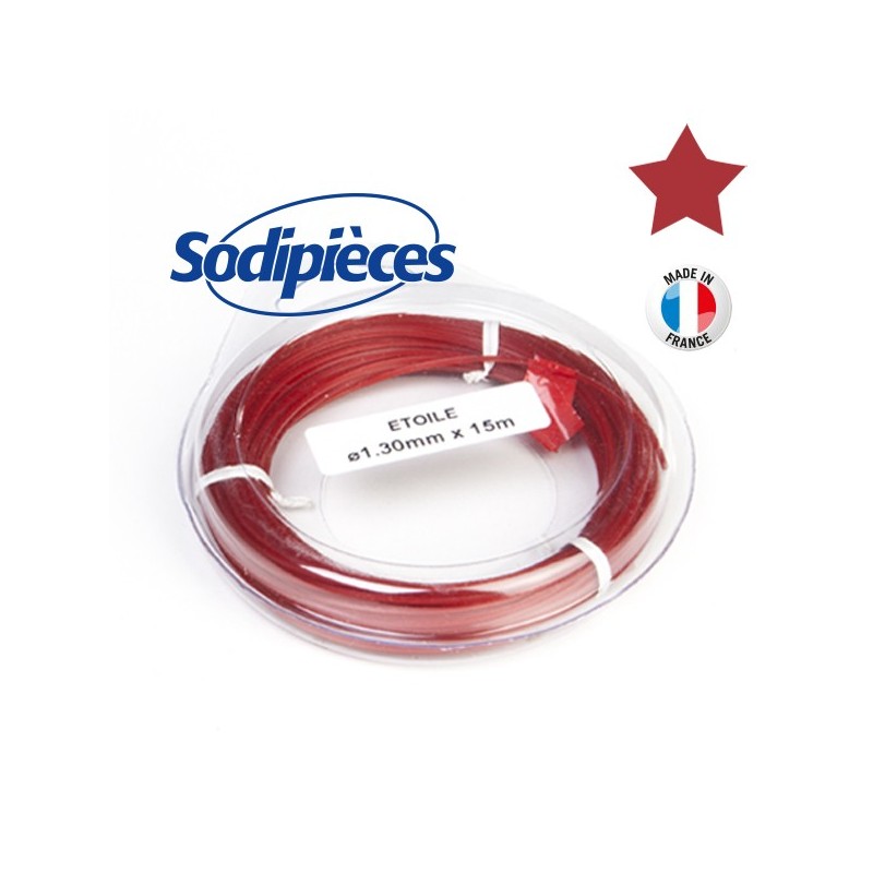 Fil à Prix Promo. Etoilé rouge. Coque 1,3 mm x 15 m