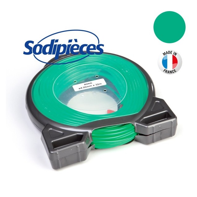 Fil à Prix Promo. Rond vert. Coque.  4 mm x 32 m