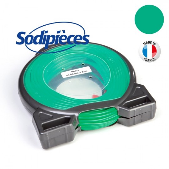 Fil à Prix Promo. Rond vert. Coque.  4 mm x 32 m