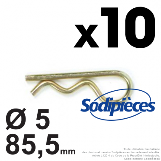 Goupilles Béta Ø 5 x 85,5 mm. Sachet de 10 goupilles