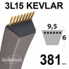 Courroie tondeuse 3L150 Kevlar Trapézoïdale. 9,5 mm x 381 mm.