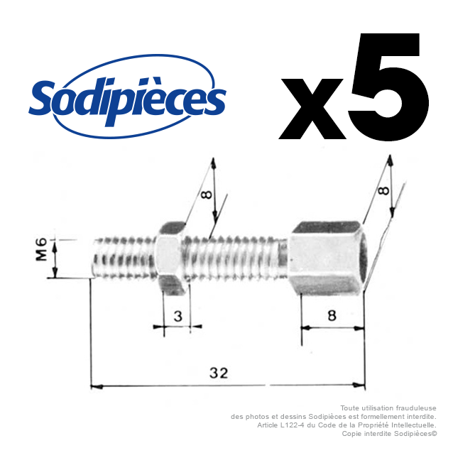 Vis de réglage pour gaine Ø 6,2 mm. Par 5