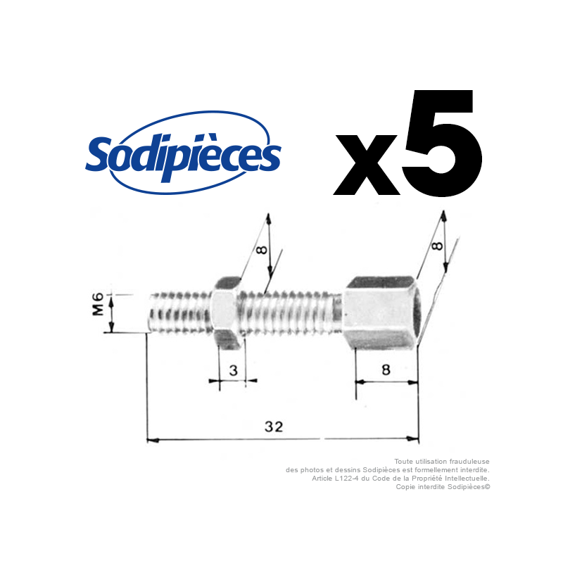 Vis de réglage pour gaine Ø 6,2 mm. Par 5