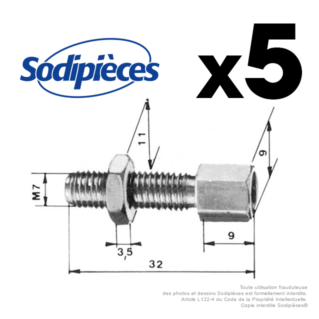 Vis de réglage pour gaine Ø 7,3 mm. Par 5