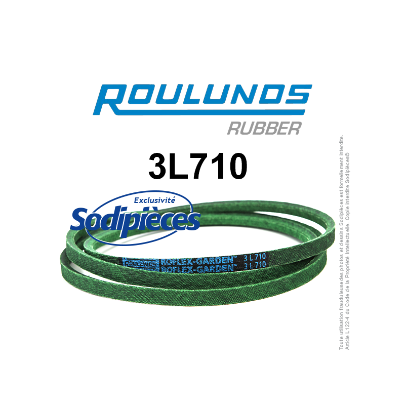 Courroie tondeuse 3L710 Roulunds Continental. 9.5 x 6. L. 1803 mm