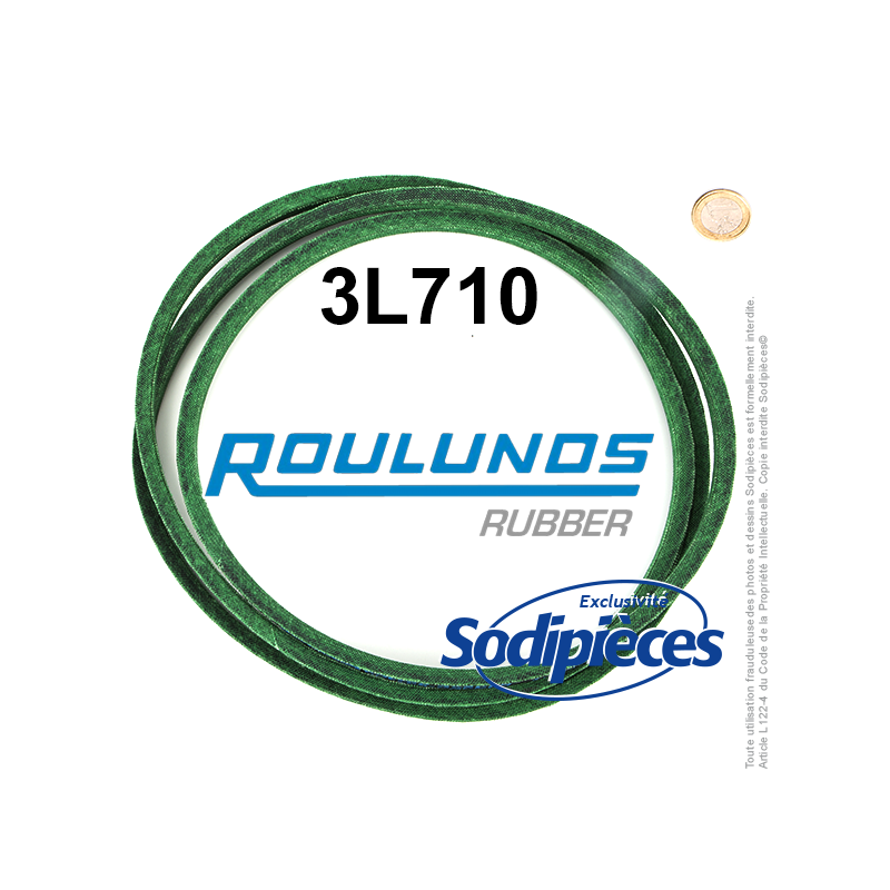 Courroie tondeuse 3L710 Roulunds Continental. 9.5 x 6. L. 1803 mm