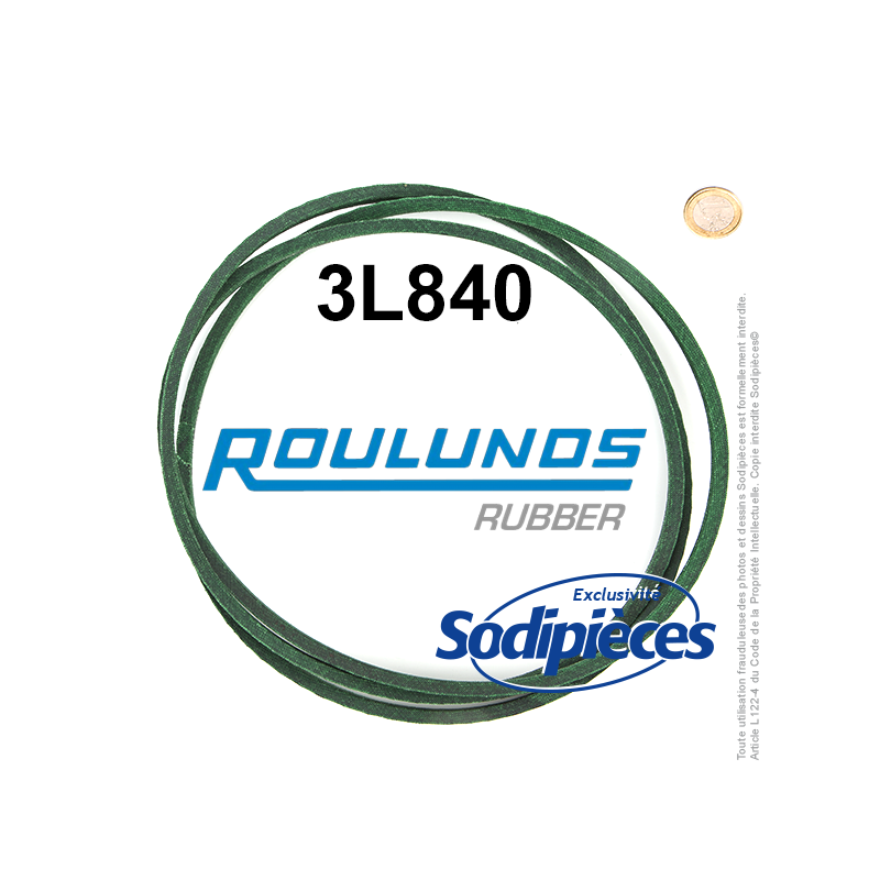 Courroie tondeuse 3L840 Roulunds Continental. 9.5 x 6. L. XXXX mm