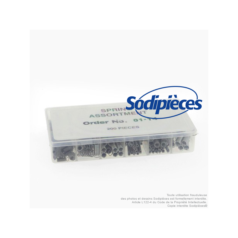 200 ressorts (12 modèles de traction, 8 modèles de compression) 