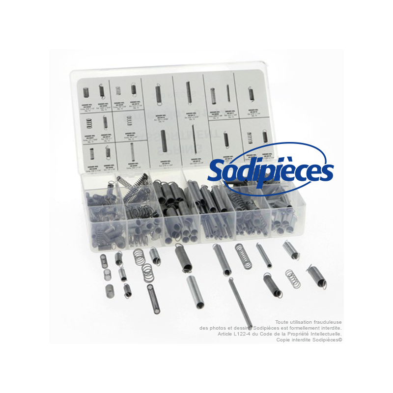 200 ressorts (12 modèles de traction, 8 modèles de compression) 