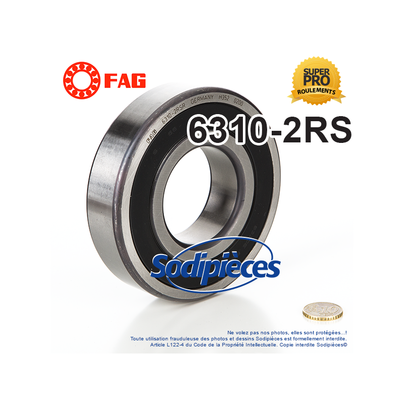 Roulement à billes 6310-2RS FAG. Double étanchéité