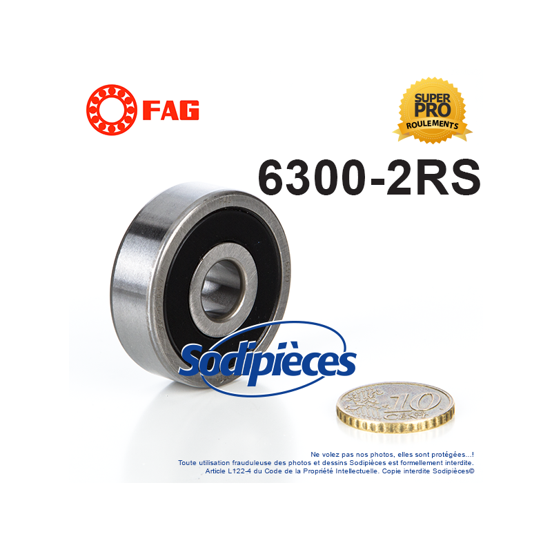 Roulement à billes 6300-2RS FAG. Double étanchéité