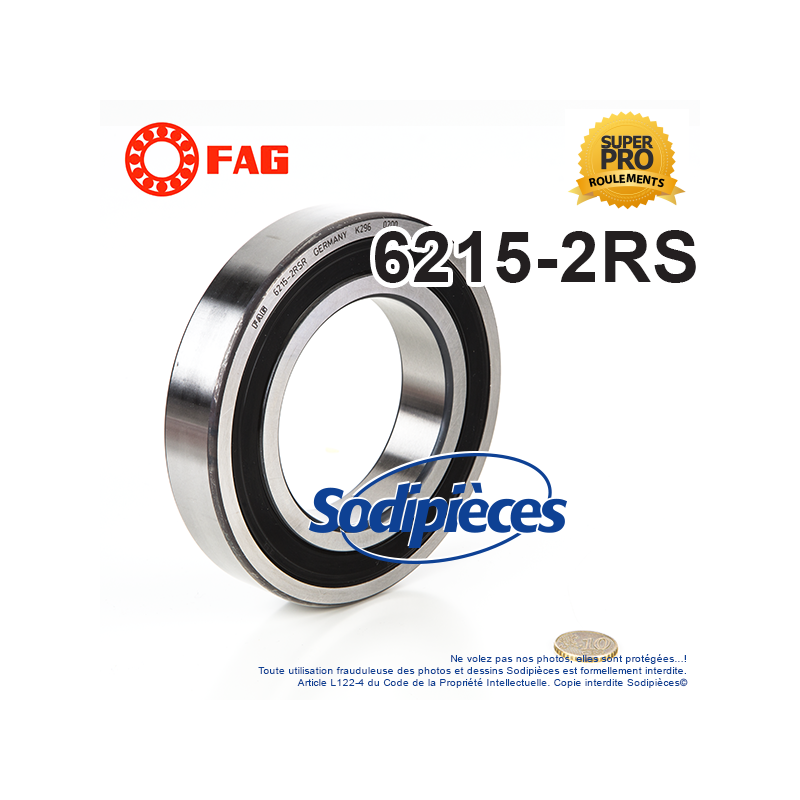 Roulement à billes 6215-2RS FAG. Double étanchéité