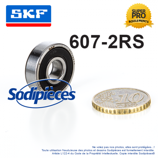 Roulement à billes 607-2RS SKF. Double étanchéité