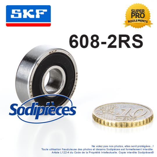 Roulement à billes 608-2RS SKF. Double étanchéité