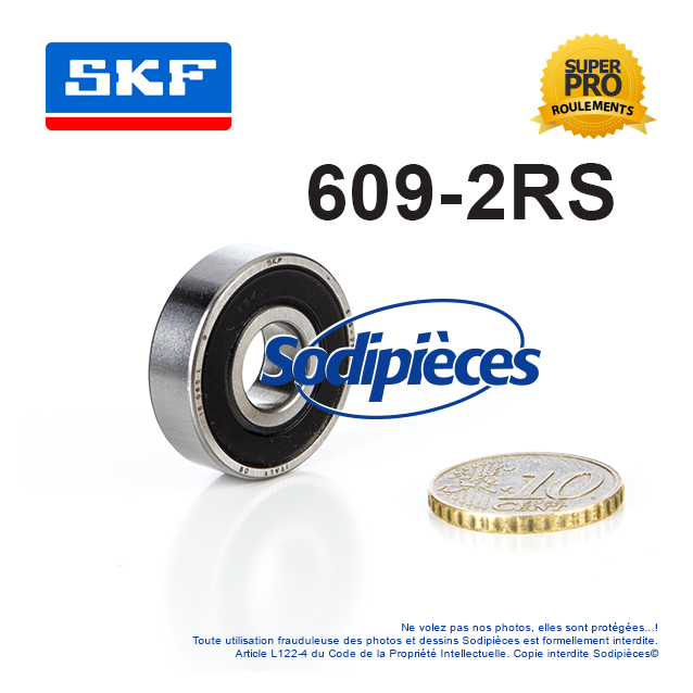 Roulement à billes 609-2RS SKF. Double étanchéité