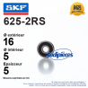 Roulement à billes 625-2RS SKF. Double étanchéité