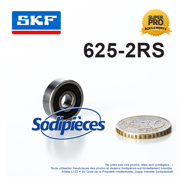 Roulement à billes 625-2RS SKF. Double étanchéité