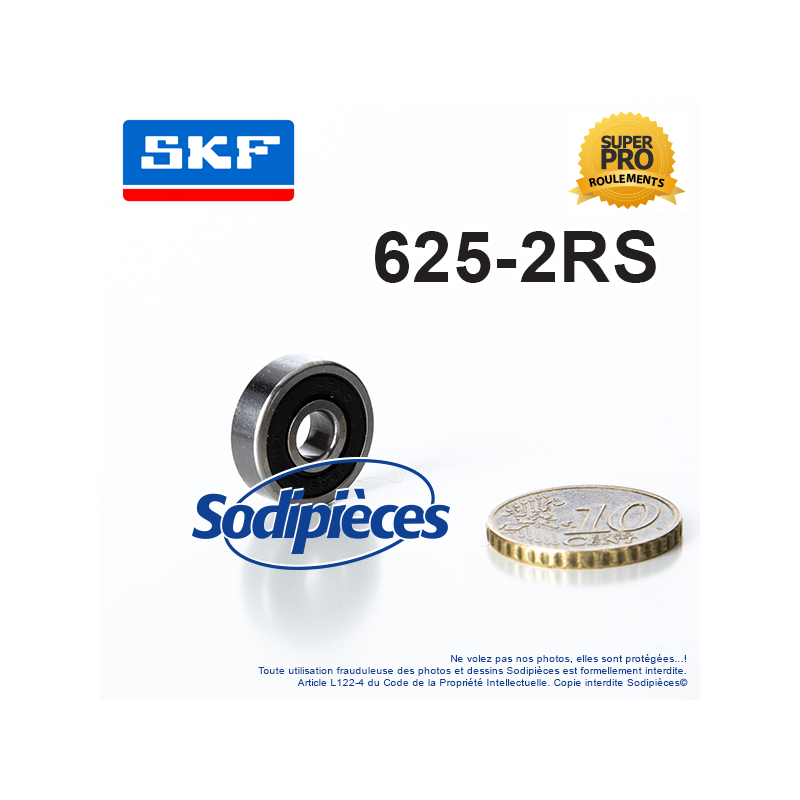 Roulement à billes 625-2RS SKF. Double étanchéité