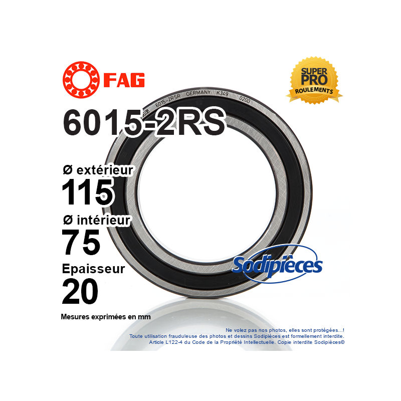 Roulement à billes 6015-2RS FAG. Double étanchéité