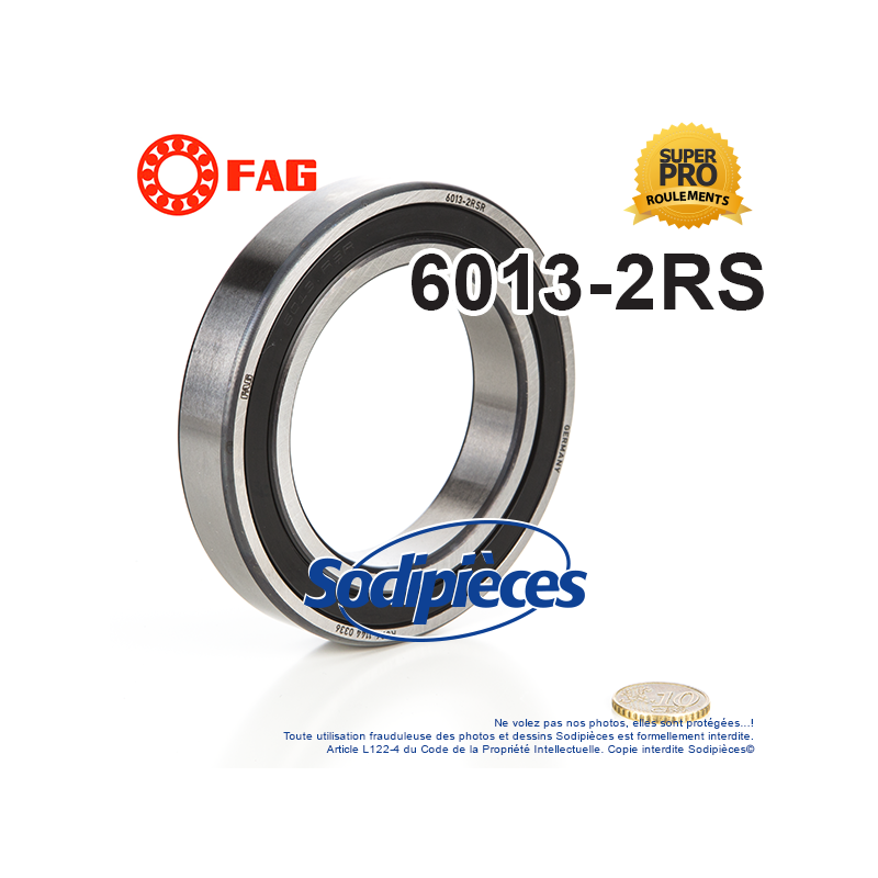 Roulement à billes 6013-2RS FAG. Double étanchéité