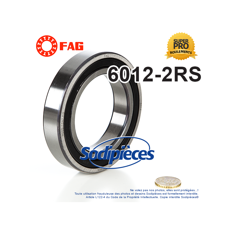 Roulement à billes 6012-2RS FAG. Double étanchéité