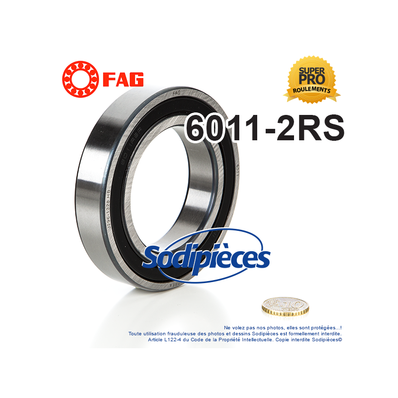 Roulement à billes 6011-2RS FAG. Double étanchéité