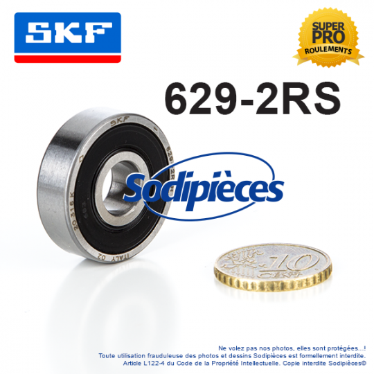 Roulement à billes 629-2RS SKF. Double étanchéité