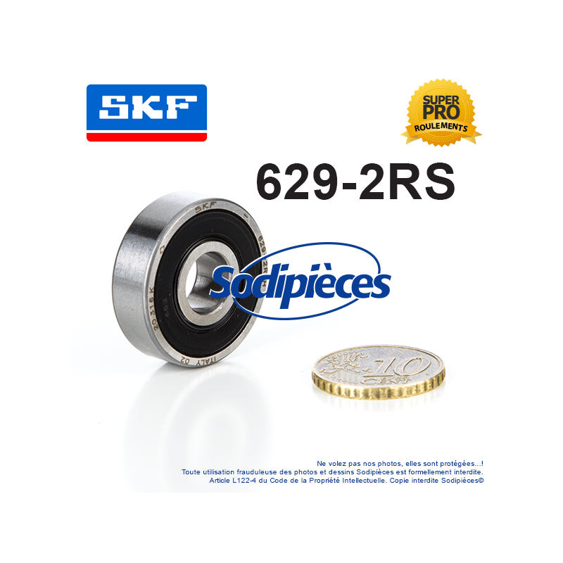Roulement à billes 629-2RS SKF. Double étanchéité